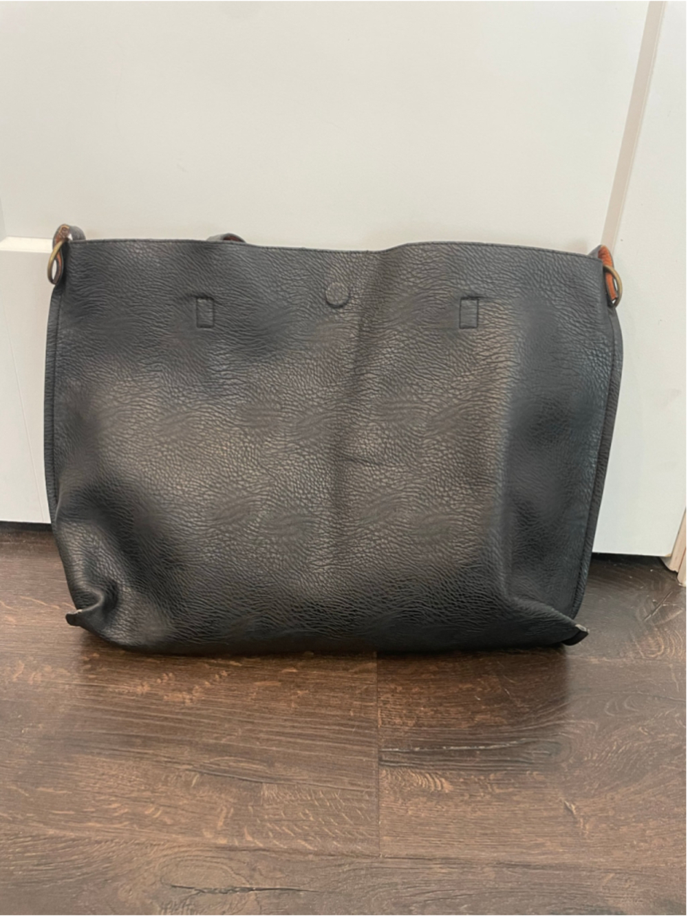 Women's Unbranded Black and Tan Reversible Tote Bag Vegan Faux Leather